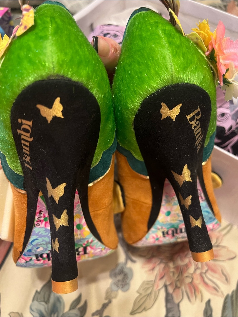 Irregular Choice Disney Bambi Heels with Floral Embellishments - Picture 2 of 7